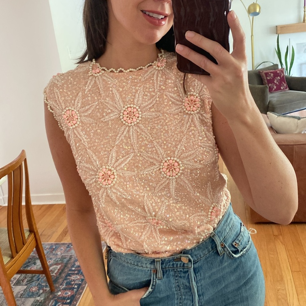 Vintage Going Out Top Beaded Sequin